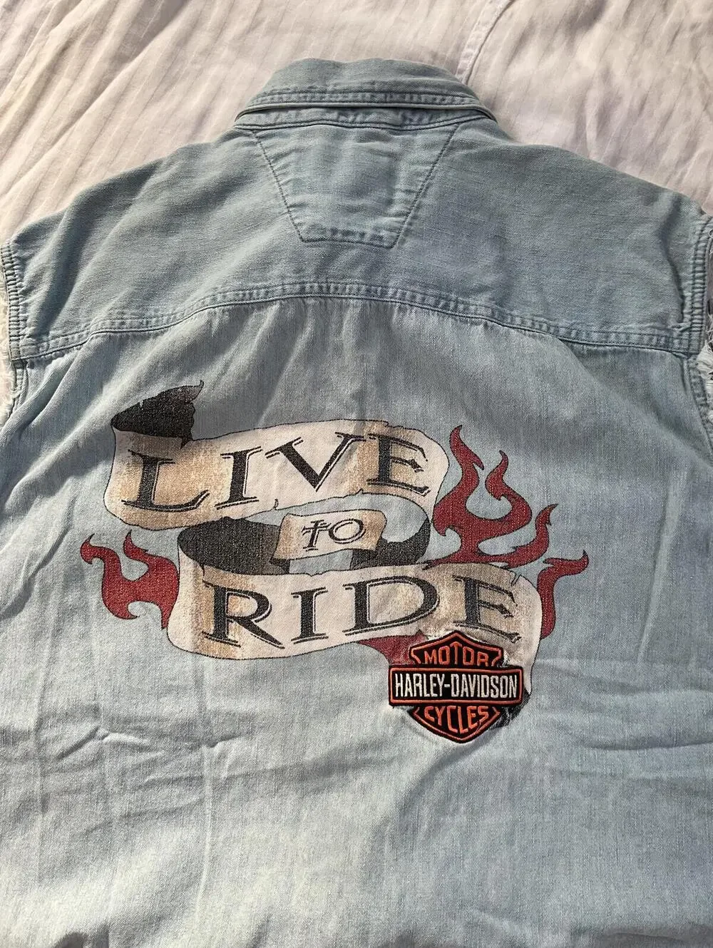 Harley-Davidson Men's Denim Sleeveless Blowout Shirt Vest - XXL - Picture 5 of 5